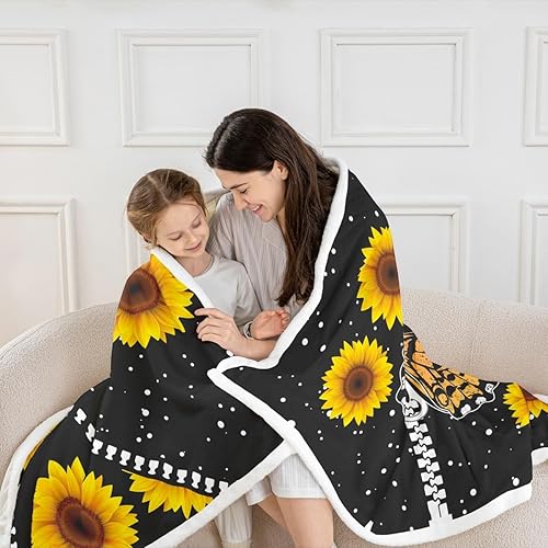 Miniatura 2 de Manfei Manta de mariposa con diseño de girasol en acuarela para sofá, manta de cama con flores amarillas y mariposas para decoración de habitación