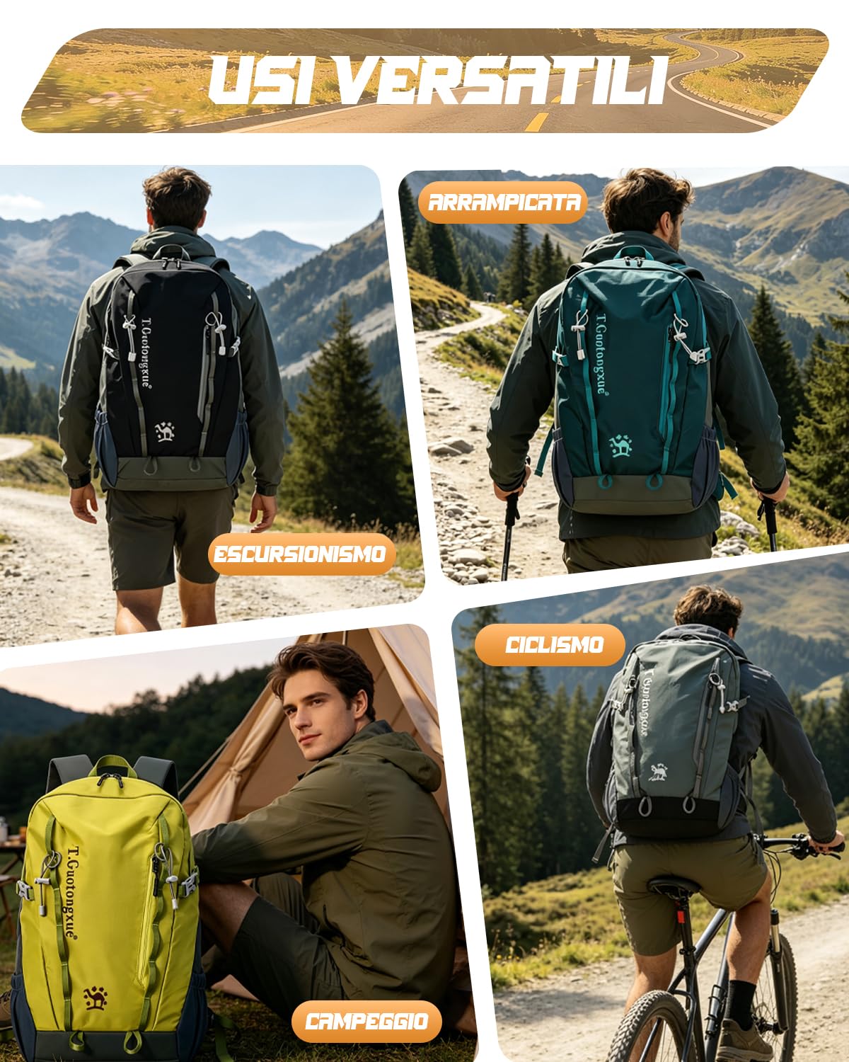 Zaino Trekking 30L,Zaino Montagna Leggero Resistente all'Acqua per Uomo e Donna,Ideale per Escursionismo,Trekking,Campeggio,Ciclismo,Arrampicata