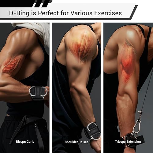 Miniatura 2 de Correas de levantamiento de pesas con anillo en D con puños, soporte de muñeca, correas de elevación gruesas y cómodas, correas de muñeca de