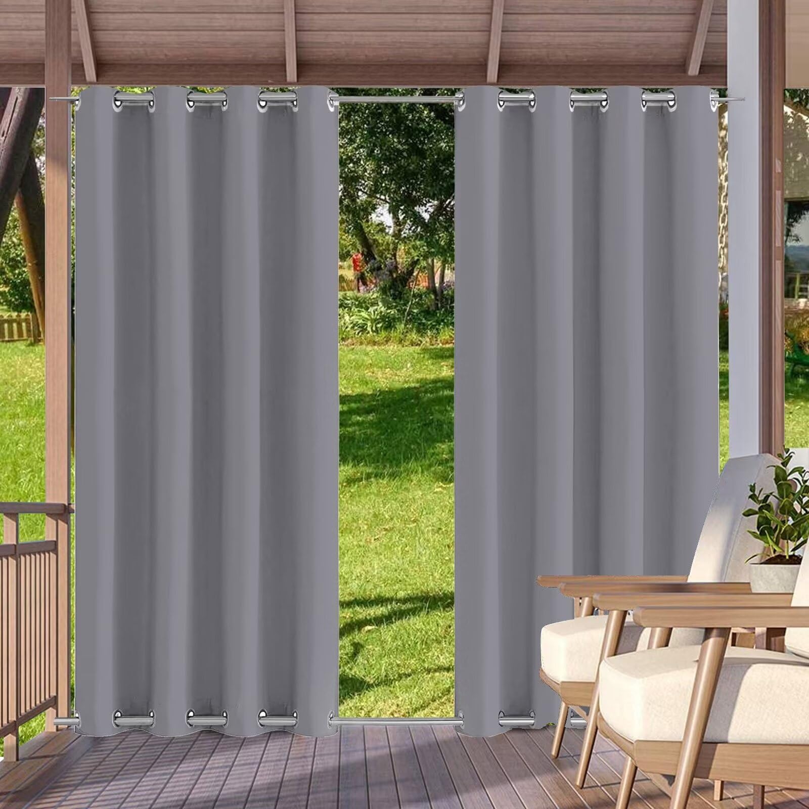 Cortinas pergolas Exterior Gris Impermeable protección contra la privacidad Cortinas termicas aislantes Frio y Calor para pergola Exterior terraza Jardin Porche 1 Pieza 100x215cm