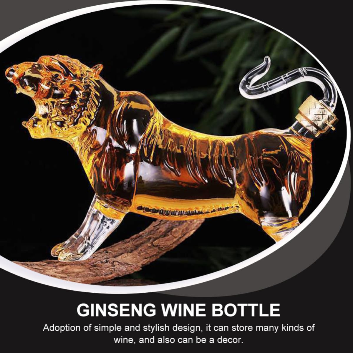 Transparente Glasflasche mit Tigerform 500ml Kreative und Stilvolle Aufbewahrungsflasche für Lebensmittel Einfach zu Tragen für Haushalt und Dekoration
