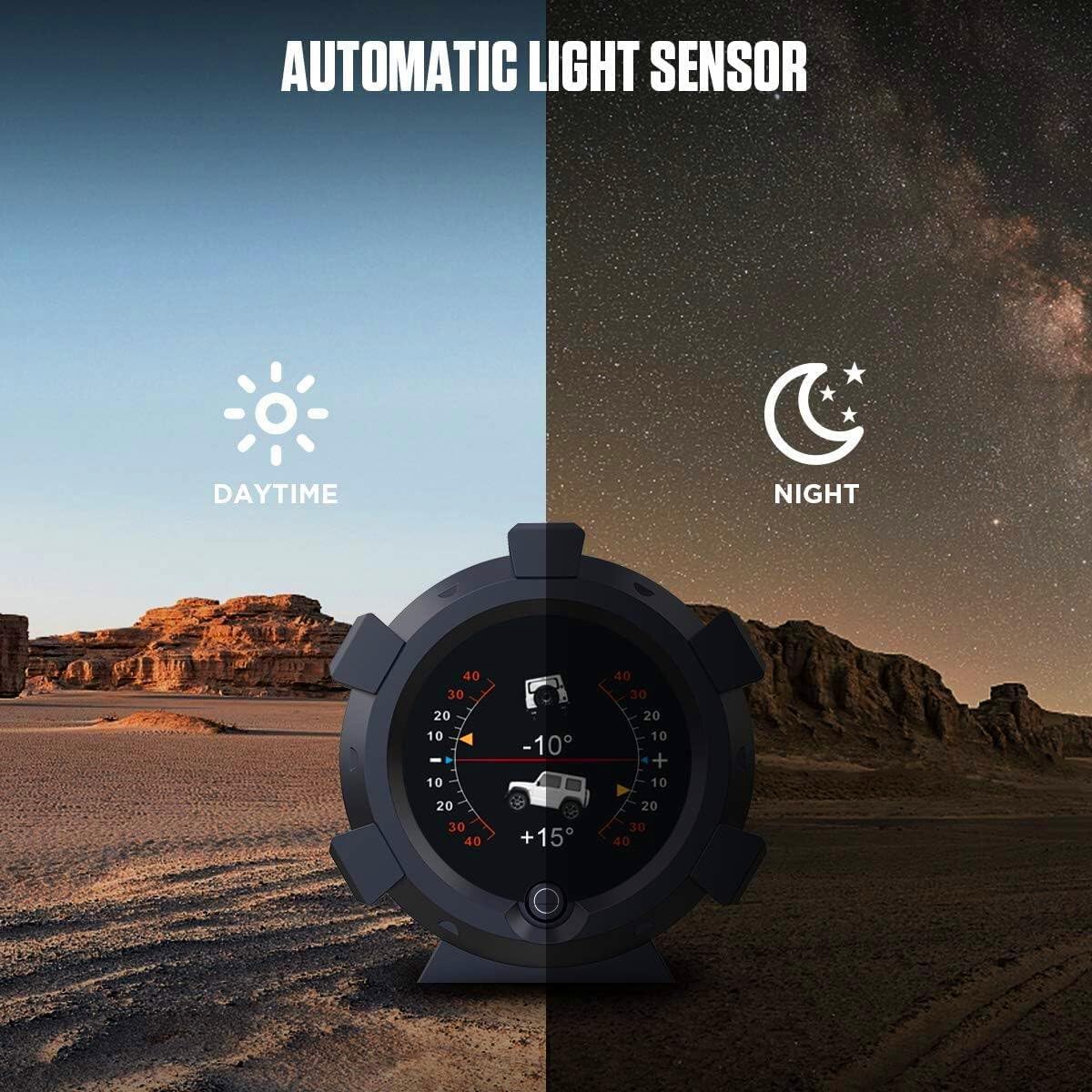 OURANTOOLS GPS Inclinometro per Auto Camper, LCD Digitale Misuratore di Pendenza Tachimetro per DC5-28V Fuoristrada Jeep