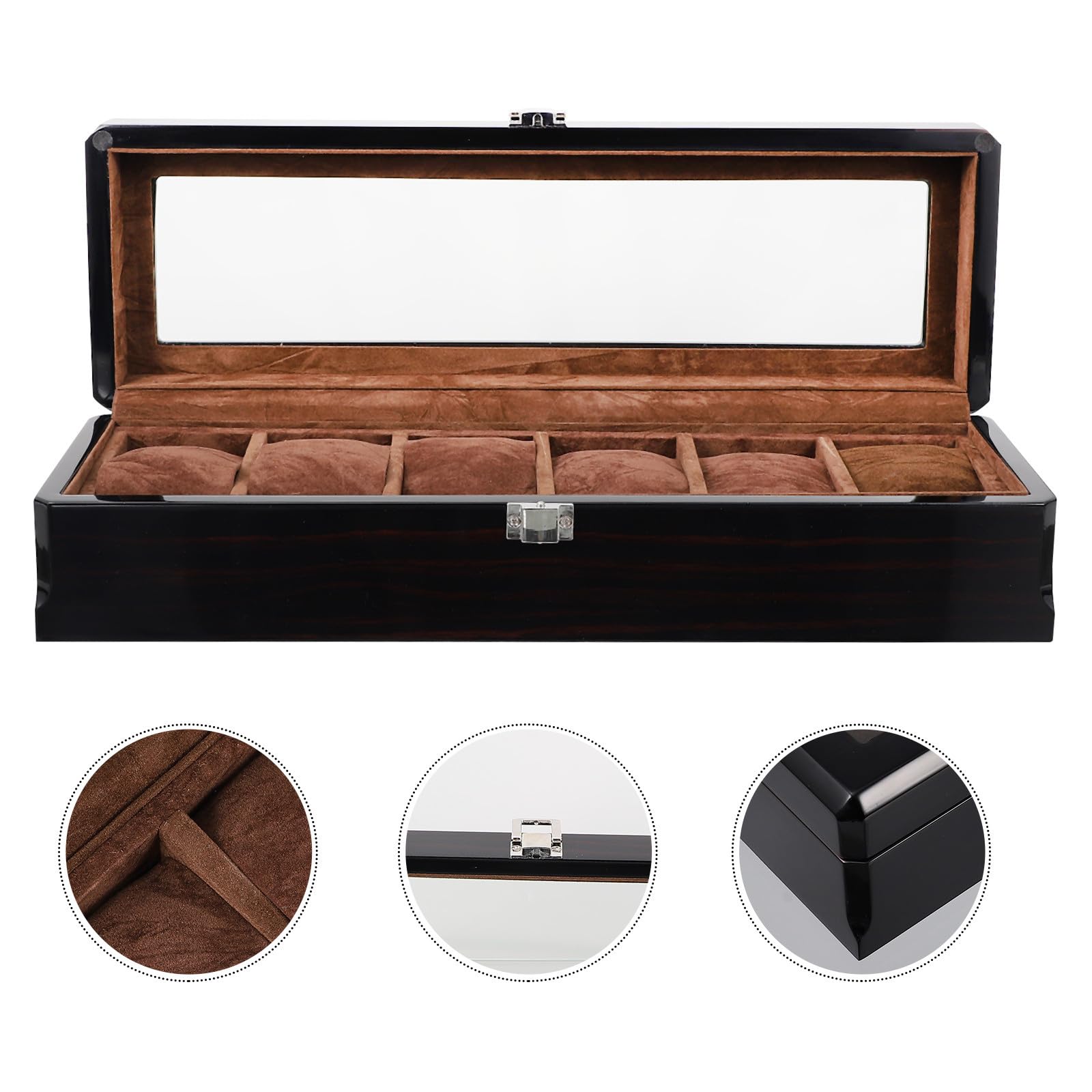 Elegante Uhrenbox aus Mdf mit Glas und Klavierlack Uhrenaufbewahrungsbox für Zuhause und Reise Schützt Uhr und Schmuck mit Klassischem Design