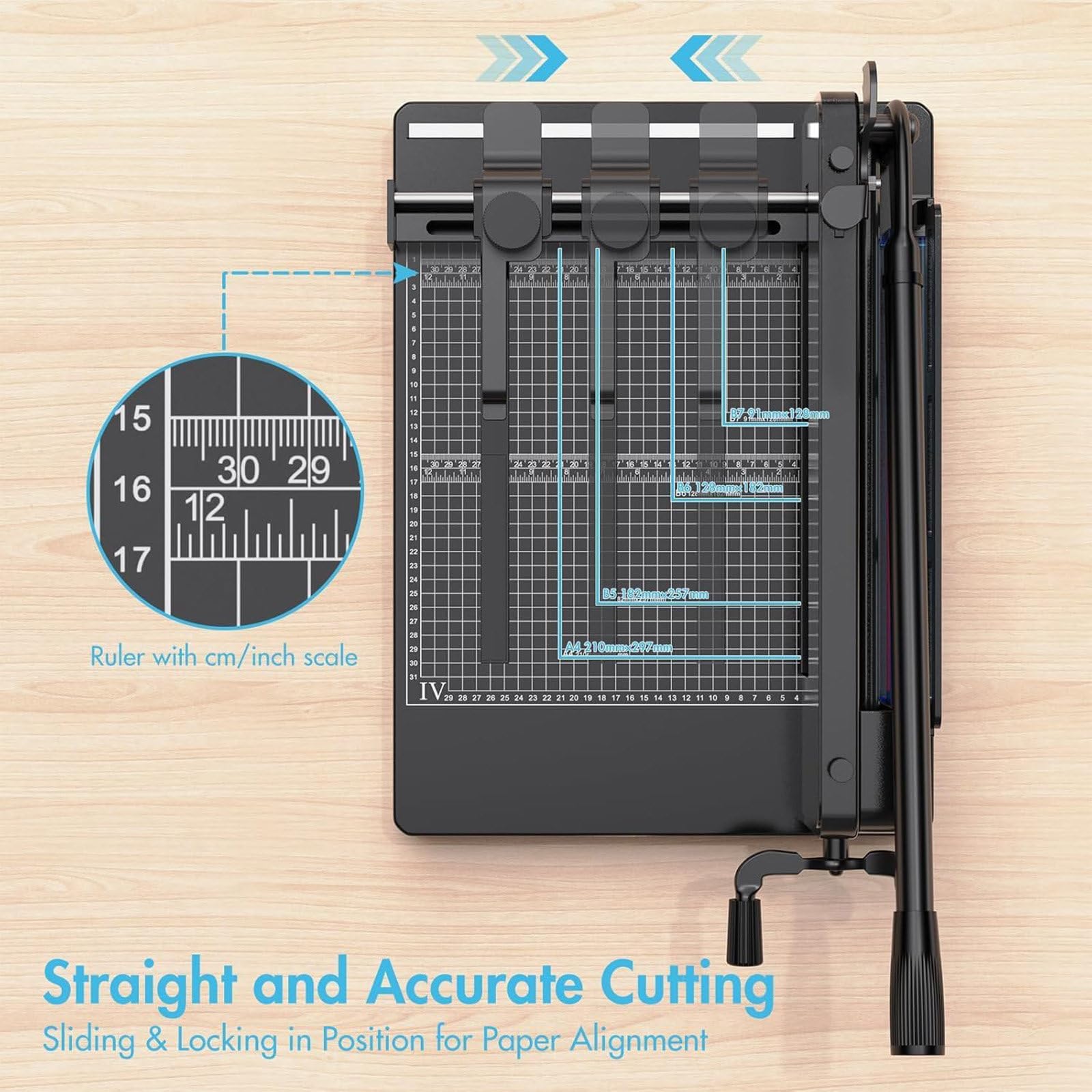 Lever Cutter Paper Cutter, Paper Cutter A4/B5/A5/B6/B7, With Safety Protection And Blade Lock, Cutting Machine, For Cardstock/Cardstock/Crafts/Crafts And Photos (12 Sheets Capacity