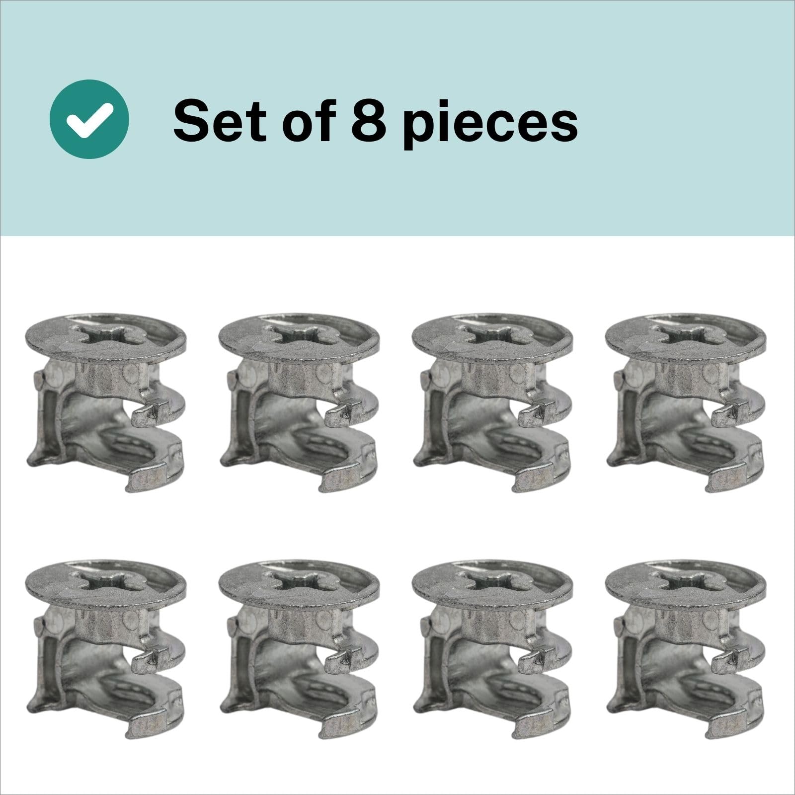 Eccentric Nut 113434 Suitable as Replacement Part for Ikea Pax Hemnes Havsta Lock Nut (Pack of 8), Silver - Image 2
