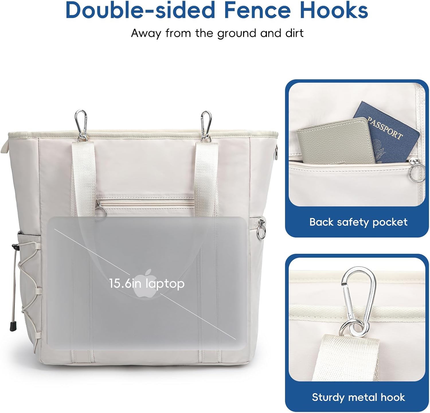 Pickleball Tote Bag for Women with Fence Hook, Quilted Pickleball Bag Holds 3-4 Paddles with Shoe Compartment & Wet Pocket - Image 6