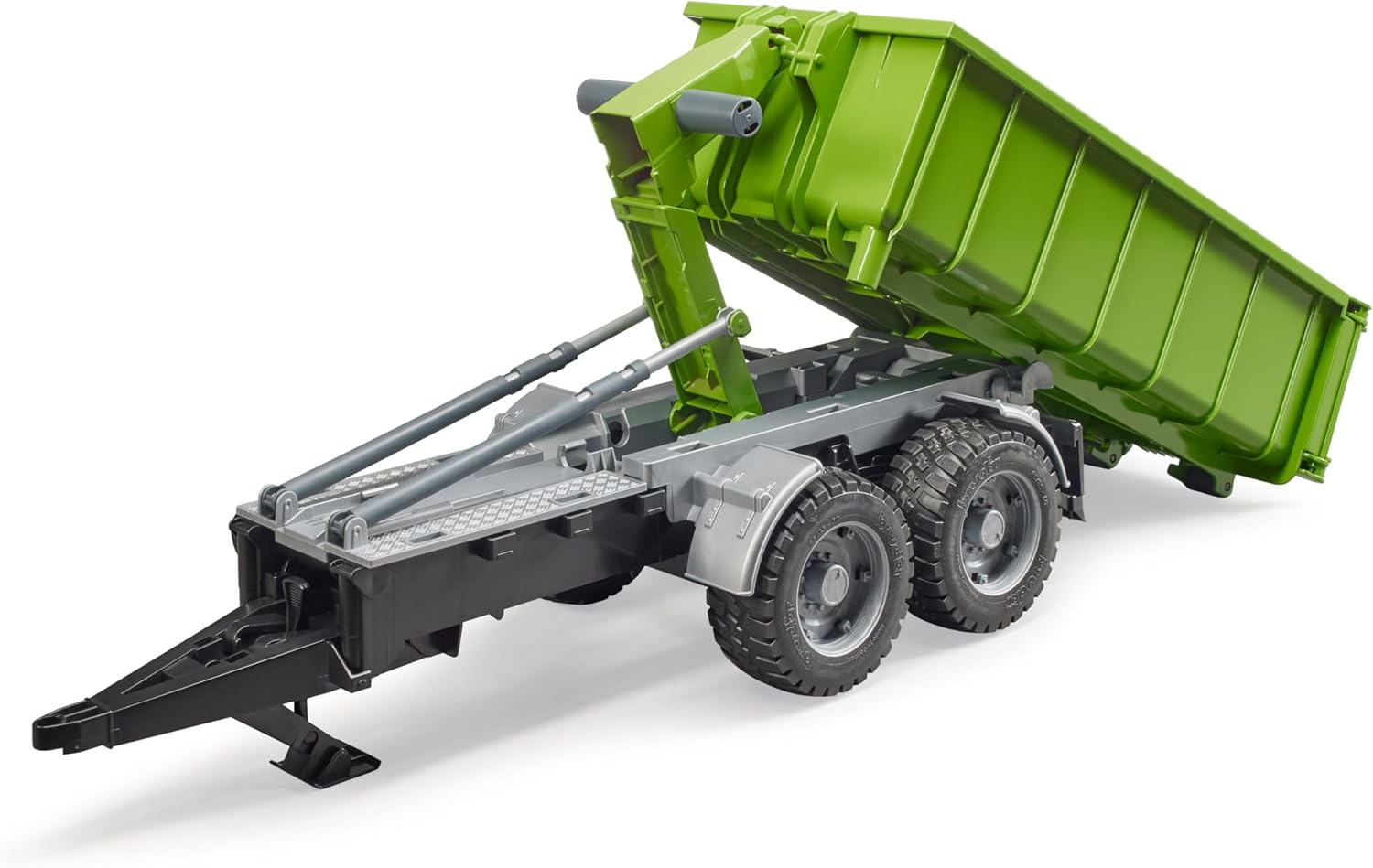 Bruder Roll-Off Container Trailer with its trough tilted upwards