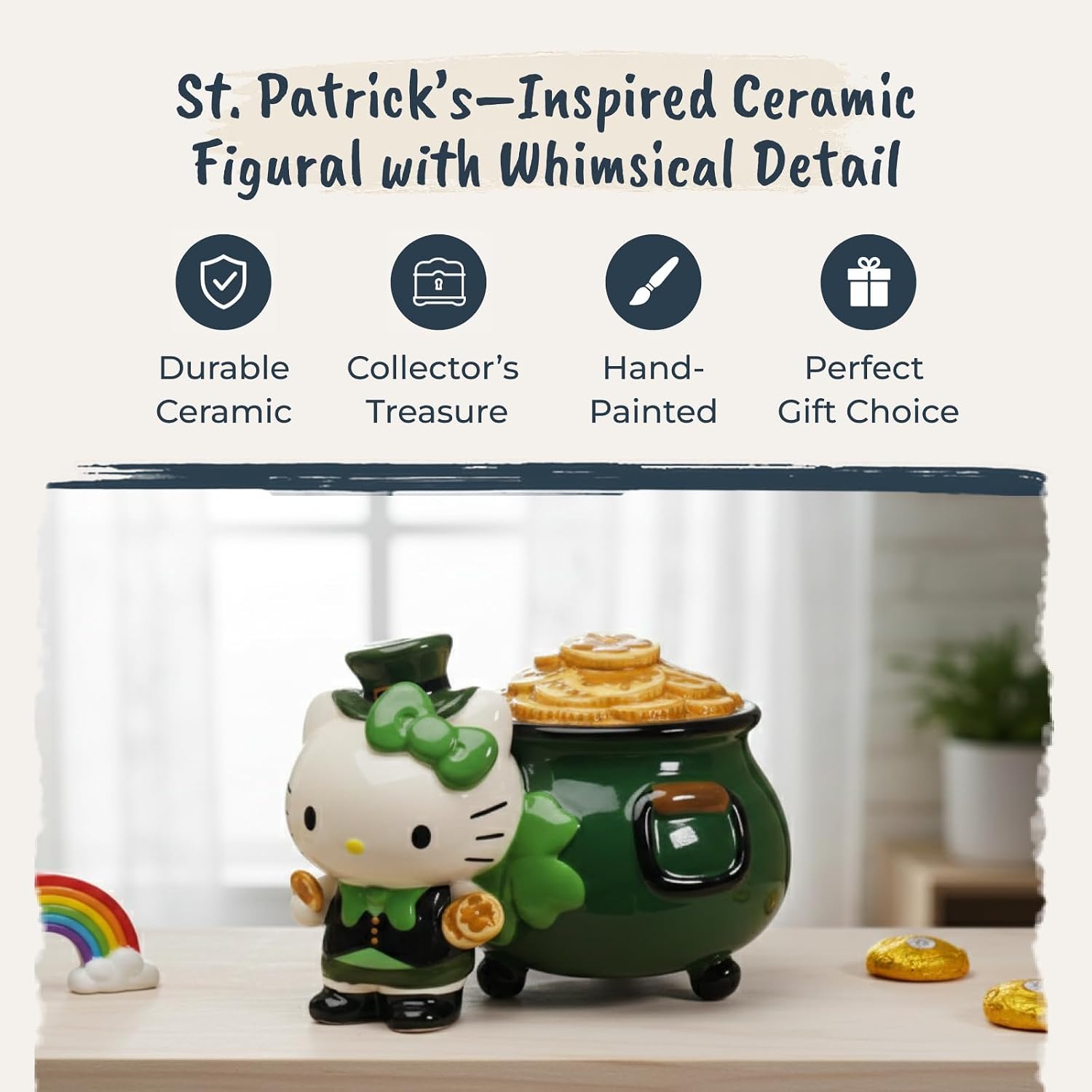 Blue Sky Clayworks Hello Kitty Pot of Gold Figural, Home & Kitchen Accessories, Ceramic, 24749 image 4