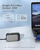 Vista 3 de Regleta de alimentación con puertos USB C, estación de carga USB C de 30 W con 2 tomacorrientes, 3 USB C y 2 USB A, cargador de viaje para múltiples