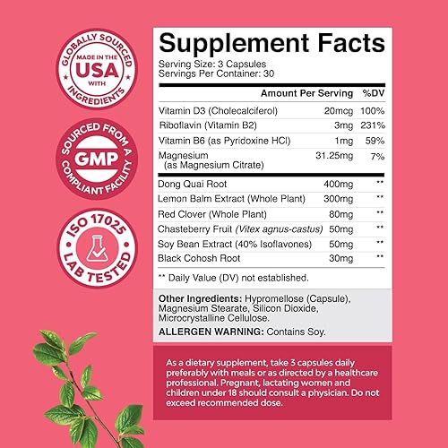 Miniatura 2 de Suplemento completo de hierbas para la menopausia para mujeres, multibeneficio, alivio de la menopausia, equilibrio hormonal para mujeres para