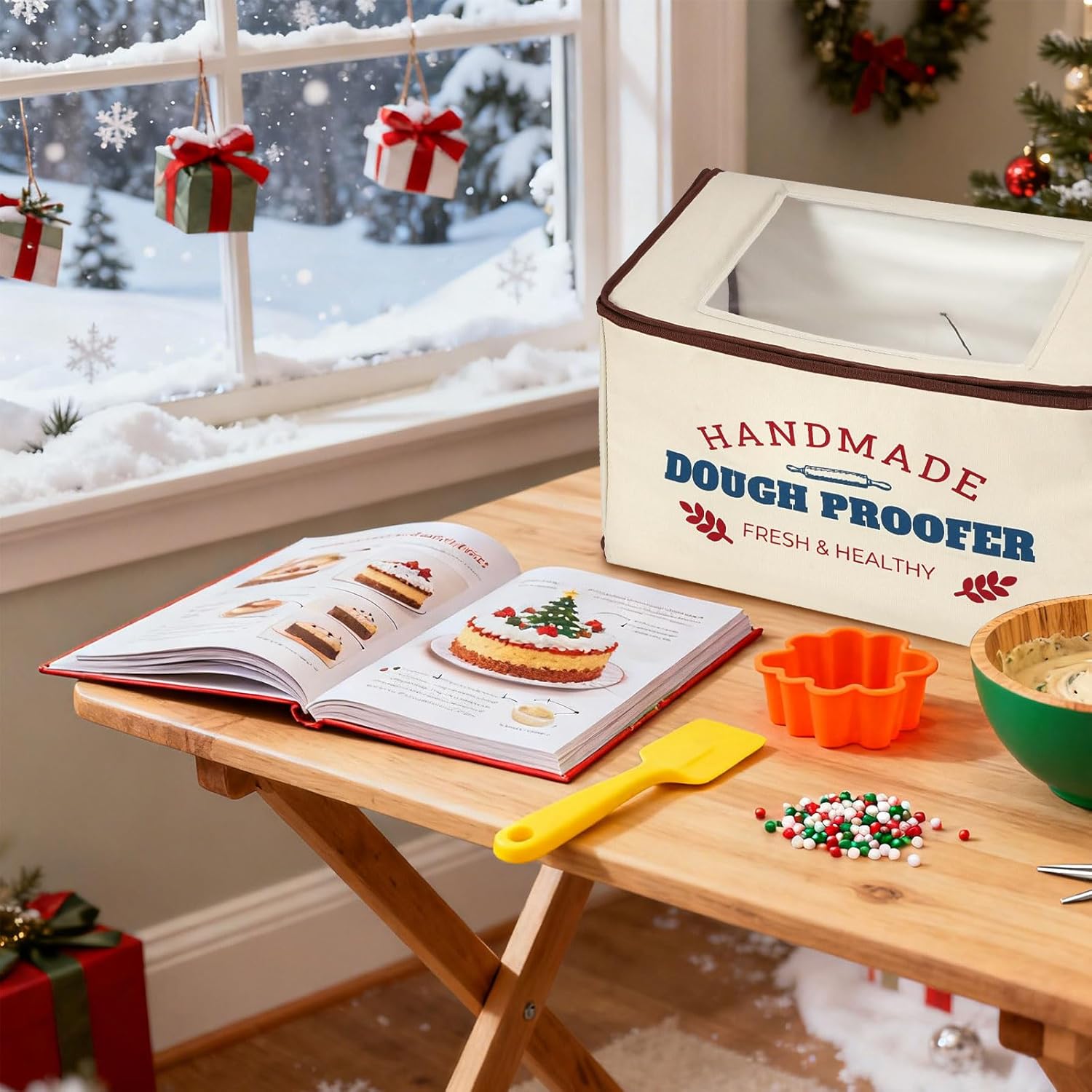 Extra Large Folding Dough Proofing Box with 3-Sided Heating, Temp Control (50-130℉), 24-Hour Timer, Beep Alert, Storage Bag – Ideal for Sourdough, Pizza, Yogurt & Seed Starting - Image 2