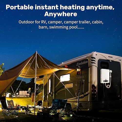 Miniatura 3 de Calentador de agua de propano sin tanque, 1.85GPM 7L, calentador de agua caliente instantáneo portátil, uso al aire libre para RV, cámper, remolque