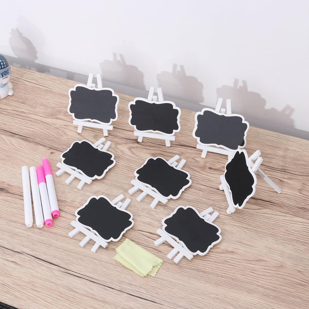 8pcs Mini Wooden Chalkboard Signs with Stand, Decorative Board