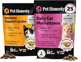 Cat Multivitamins + Immune Support Lysine Dual Texture Chew Supplement Bundle
