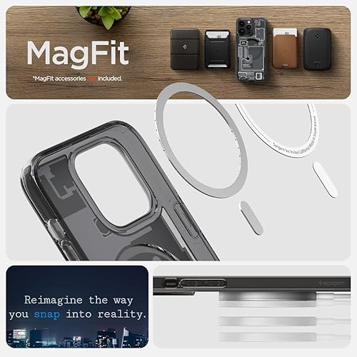 Miniatura 7 de Spigen Ultra Hybrid MagFit Funda con Impresión Digital Directa para iPhone 14 Pro Max Diseño PersonalizadoCompatible con Magsafe - Zero One Negro