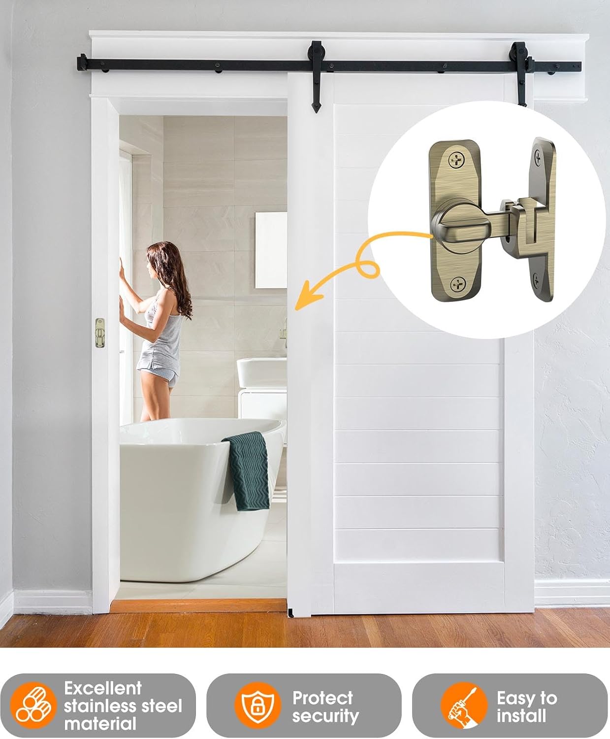 90/180 Degree Barn Door Lock, Small Flip Gate Latches Hardware, Security Sliding Door Latch Lock fo Cabinets, Barn, Bathroom, Garden (Bronze-2Pcs)