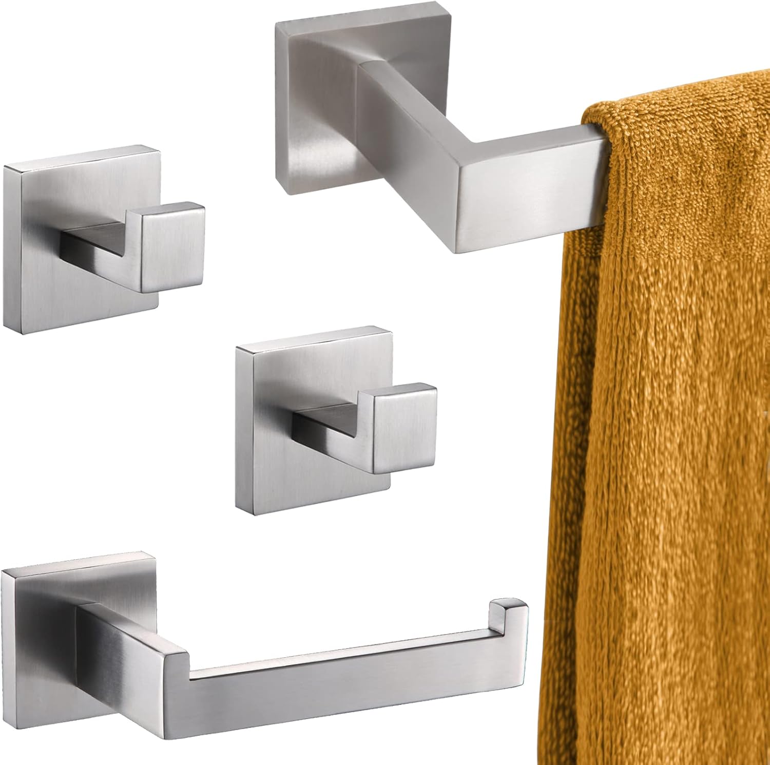 KOKOSIRI 32-Inch Single Towel Bar, Bathroom Towel Holder, Toilet Paper Holder, Bath Towel Hook Modern Robe Hook Coat Hook, Wall Mounted, SUS 304 Stainless Steel, Brushed Steel, B05A4-BR-L32