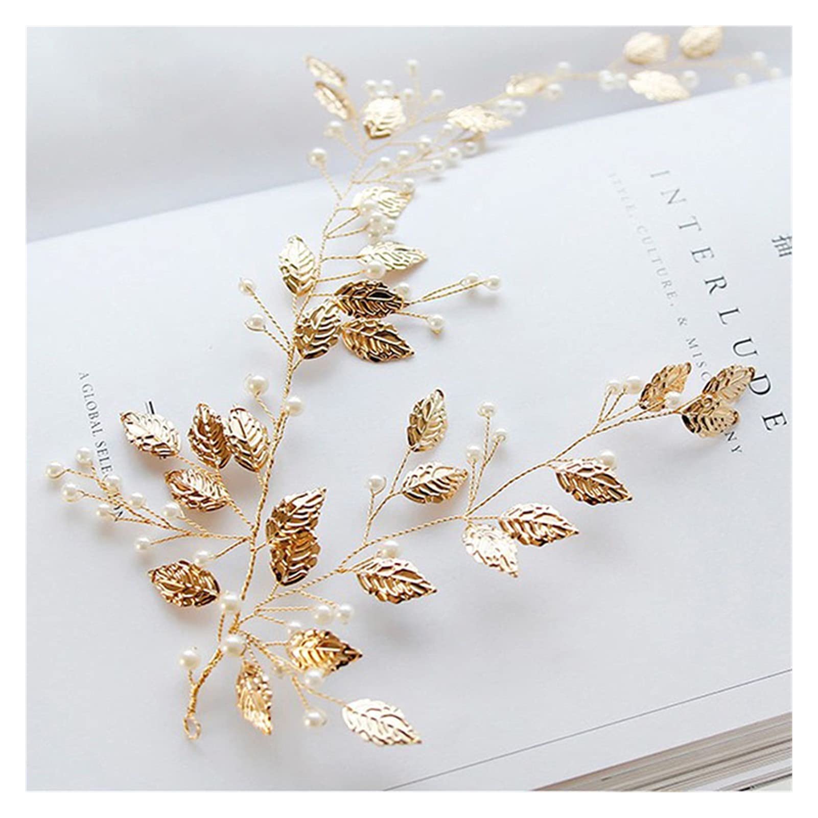 Diseño de Accesorios for el Cabello de Boda de Cristal Hecho a Mano Tiara Headselipista de Cabello Perla for el Cabello de la Altura (Metal Color : DHXT35GKY)