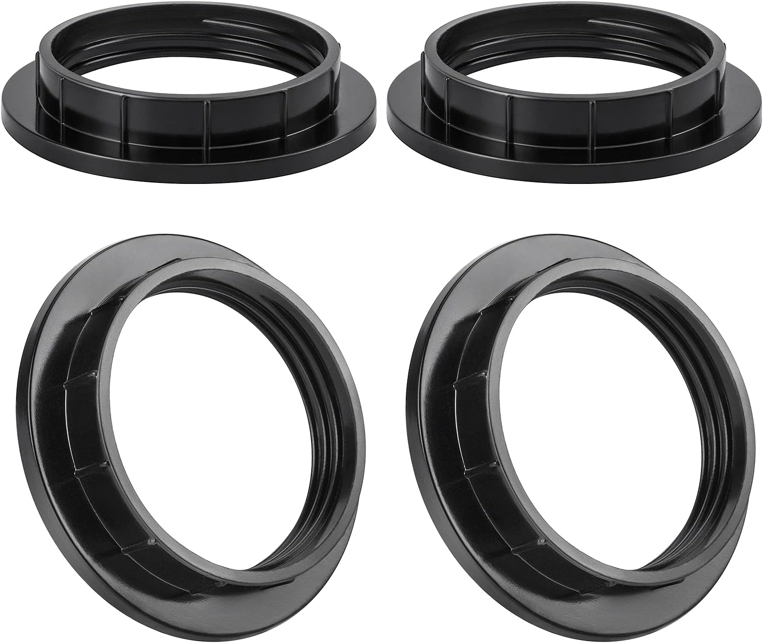 DiCUNO E26 Lamp Shade Rings, Black Light Socket Ring, Lock Socket Replacement for Standard Base Threaded Lamp Holder, Inside Threaded Diameter 1-1/2 Inch (39mm), 4-Pack