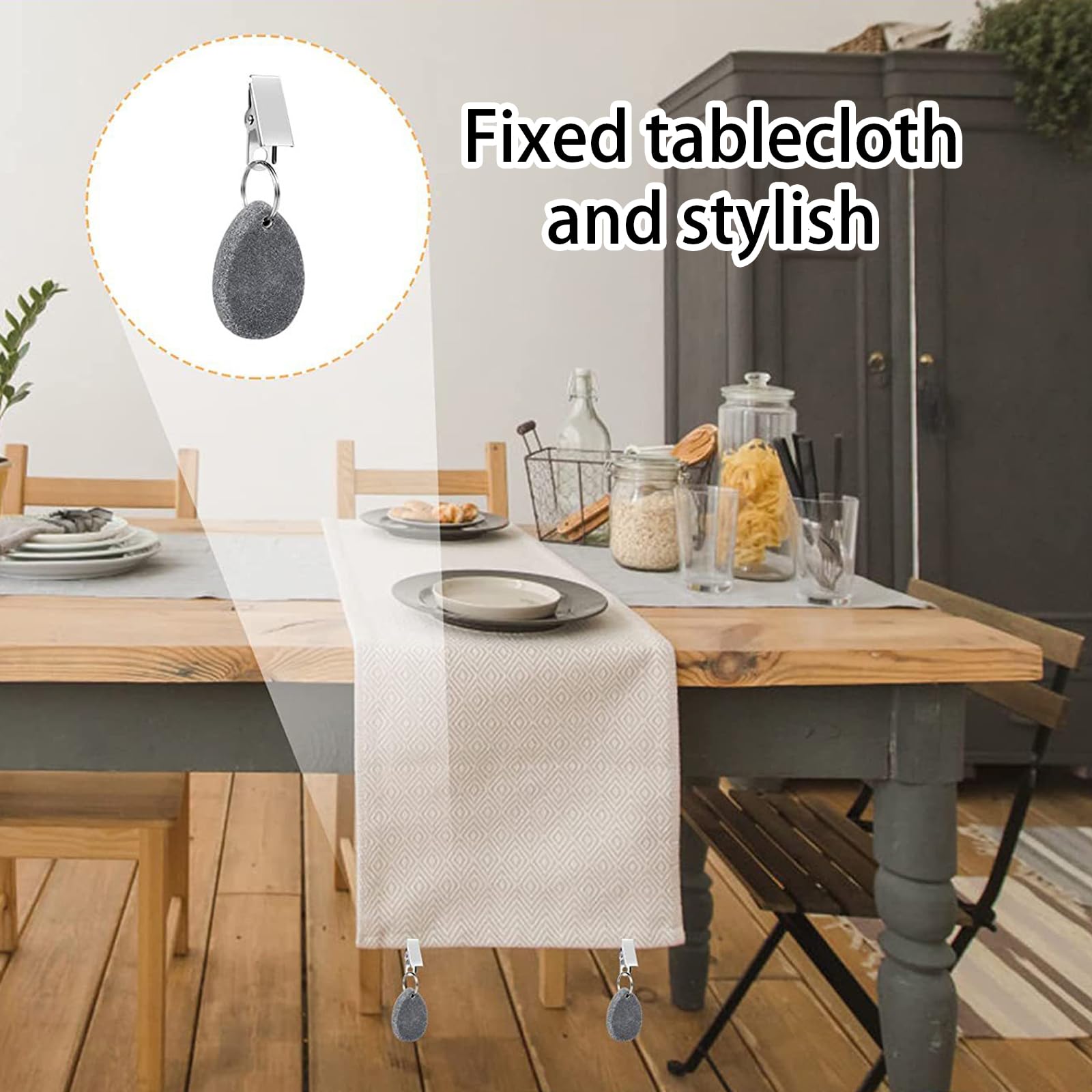 10 Pesi Per Tovaglia Da Esterno - Clip In Metallo Con Marmo, Per Picnic E Feste - Foto 8