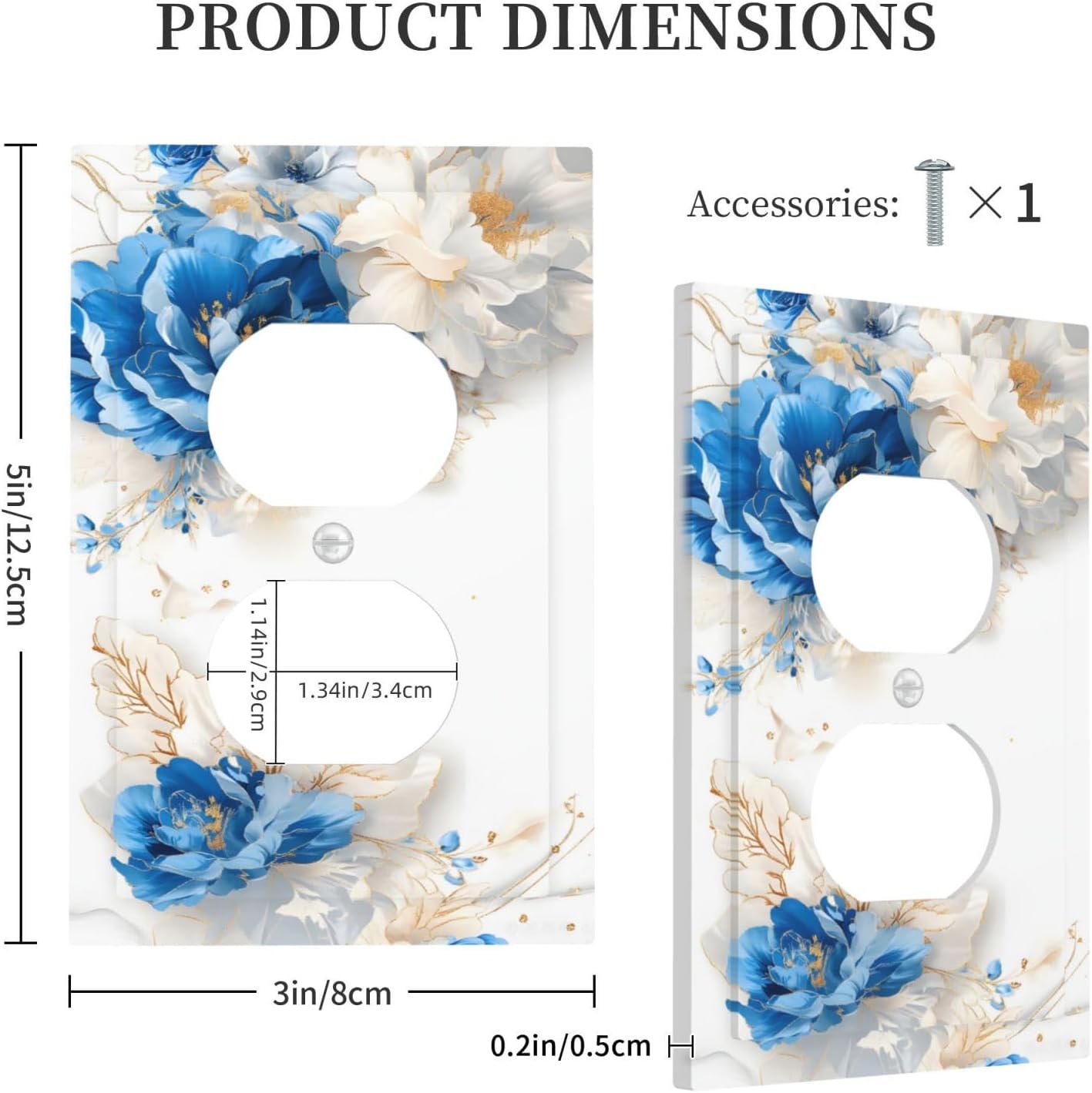Blue White Roses Flower Orchid Floral Outlet Covers 1 Gang Duplex Light Switch Cover Decorative Switch Plates Electrical Receptacle Faceplate Wall Plate for Bedroom Living Room Decor image 5