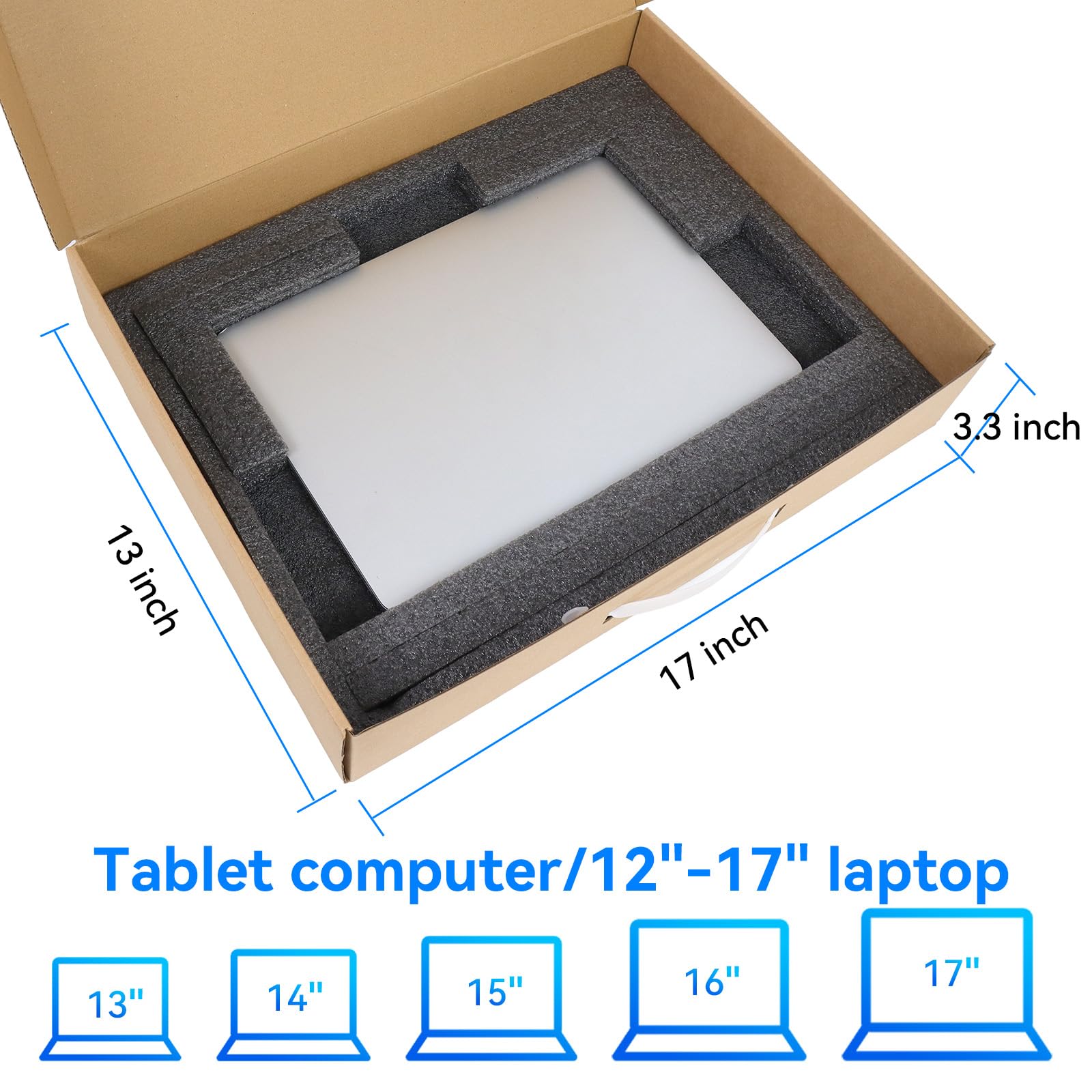Cajas de envío para laptop con espuma, cajas de cartón medianas, cajas de embalaje para laptop de 10 a 17 pulgadas, tablet PC