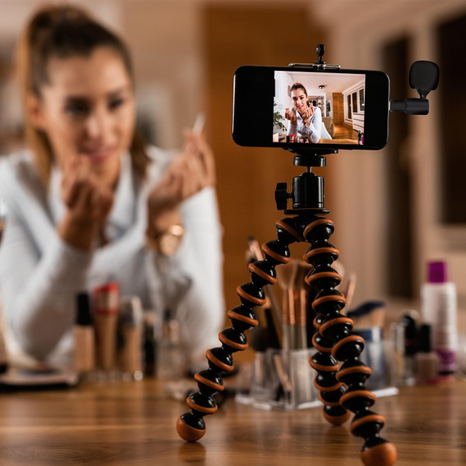 Microfono per Live Streaming e Registrazioni Copertura in Spugna Connettore Type-c, Microfono Pieghevole e Portatile in Metallo per Computer e Smartphone