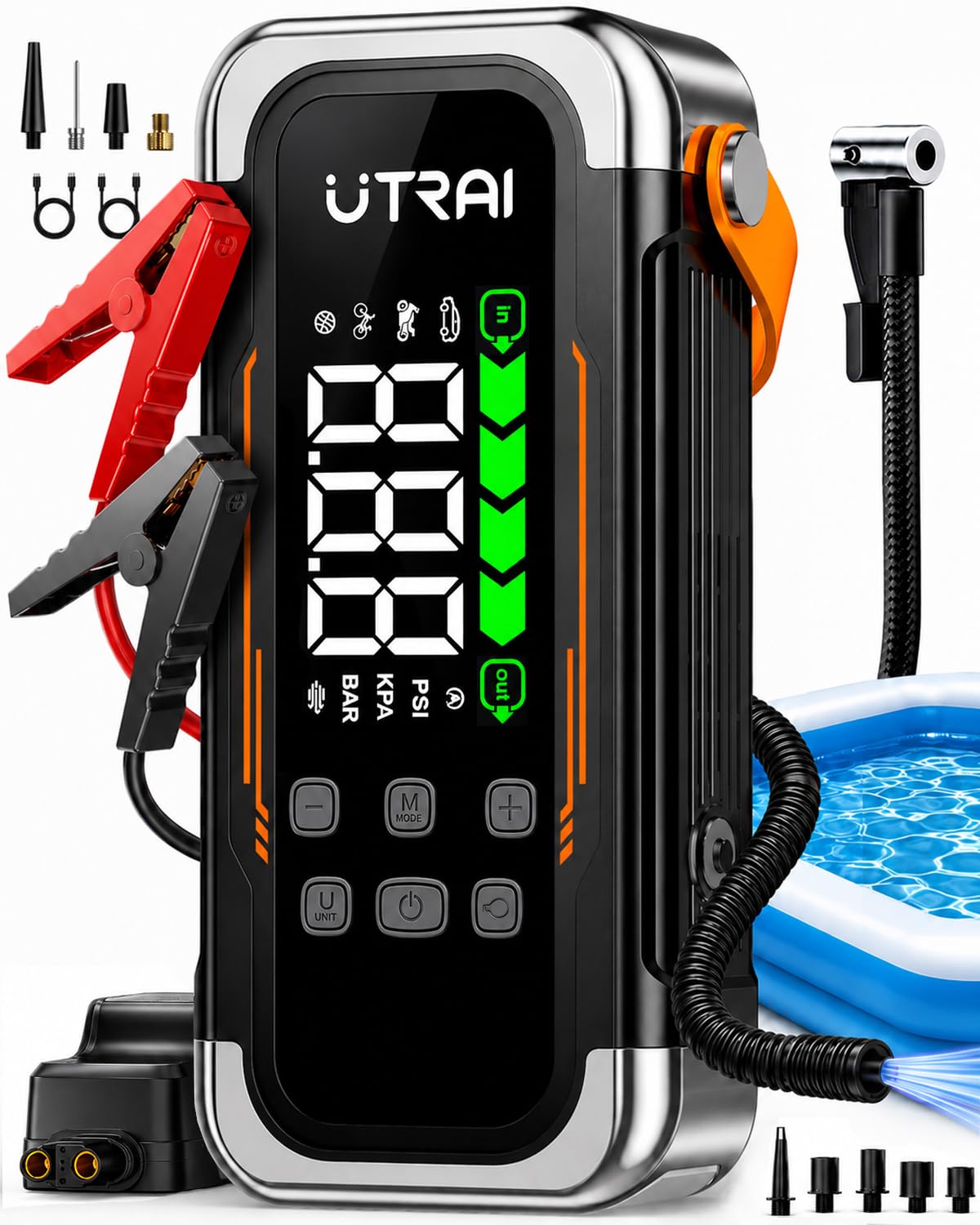 UTRAI JS-40 ジャンプスターター 5000A 空気入れ 吸引対応 Amazon | UTRAI ジャンプスターター 5000A 電動空気入れ・吸引機能付き