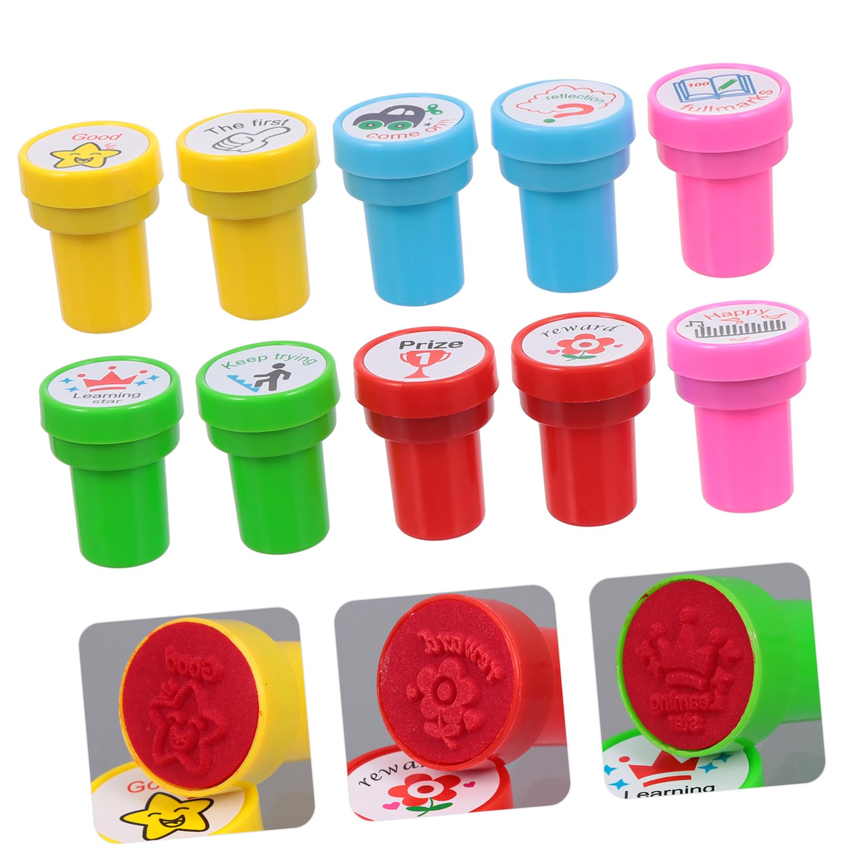 OSALADI 3 Set Timbro Sigillo Carino Tamponi Per Timbri Per Timbro Premio Pre-Inchiostro Timbro Premio Giocattolo Timbro Incoraggiamento Timbro Colorato Timbro Timbro 10 pezzi*3