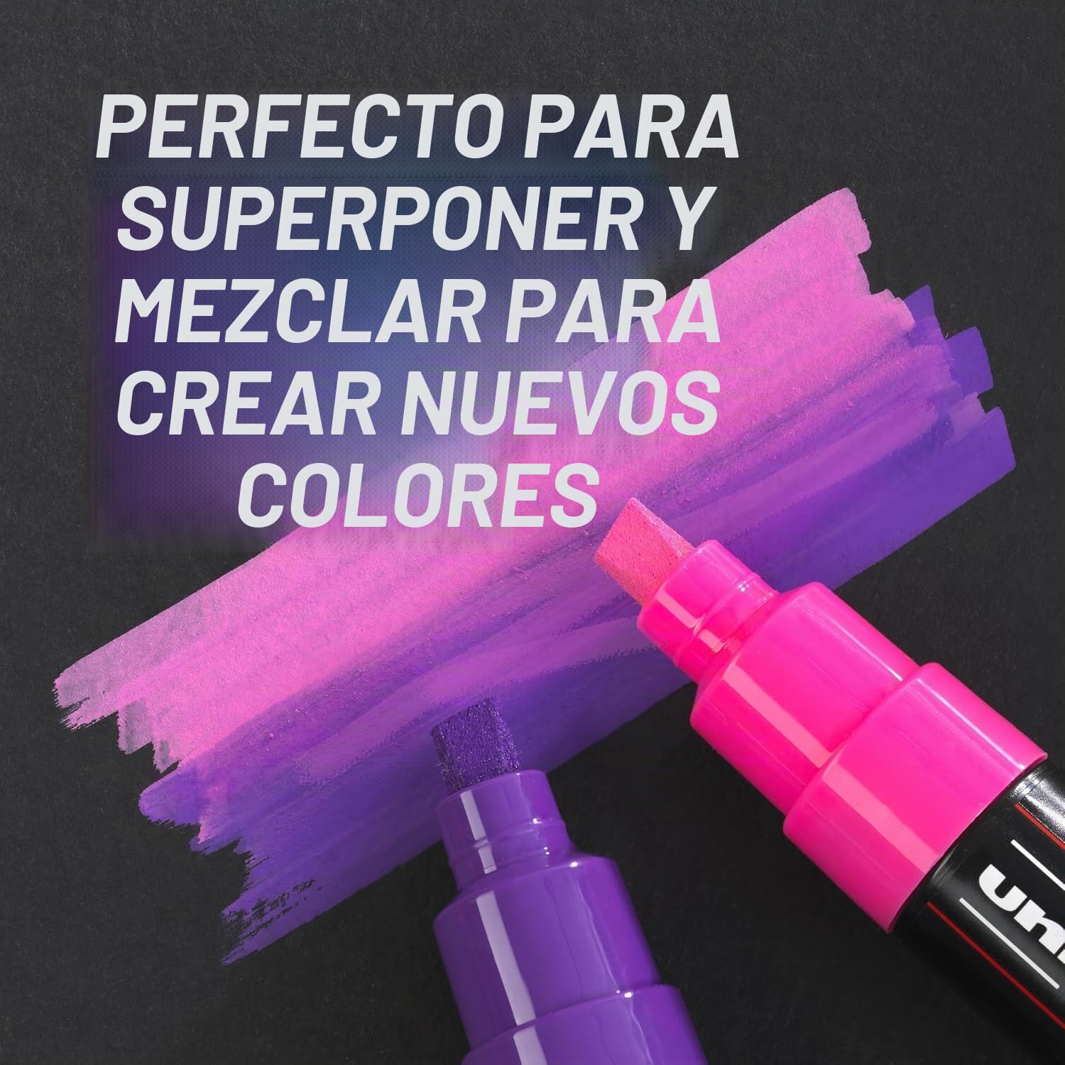 Posca Negro - Juego completo de 7 bolígrafos PC, PC-17K, PC-8K, PC-5M, PC-3M, PC-1M, PC-1MR, PCF-350
