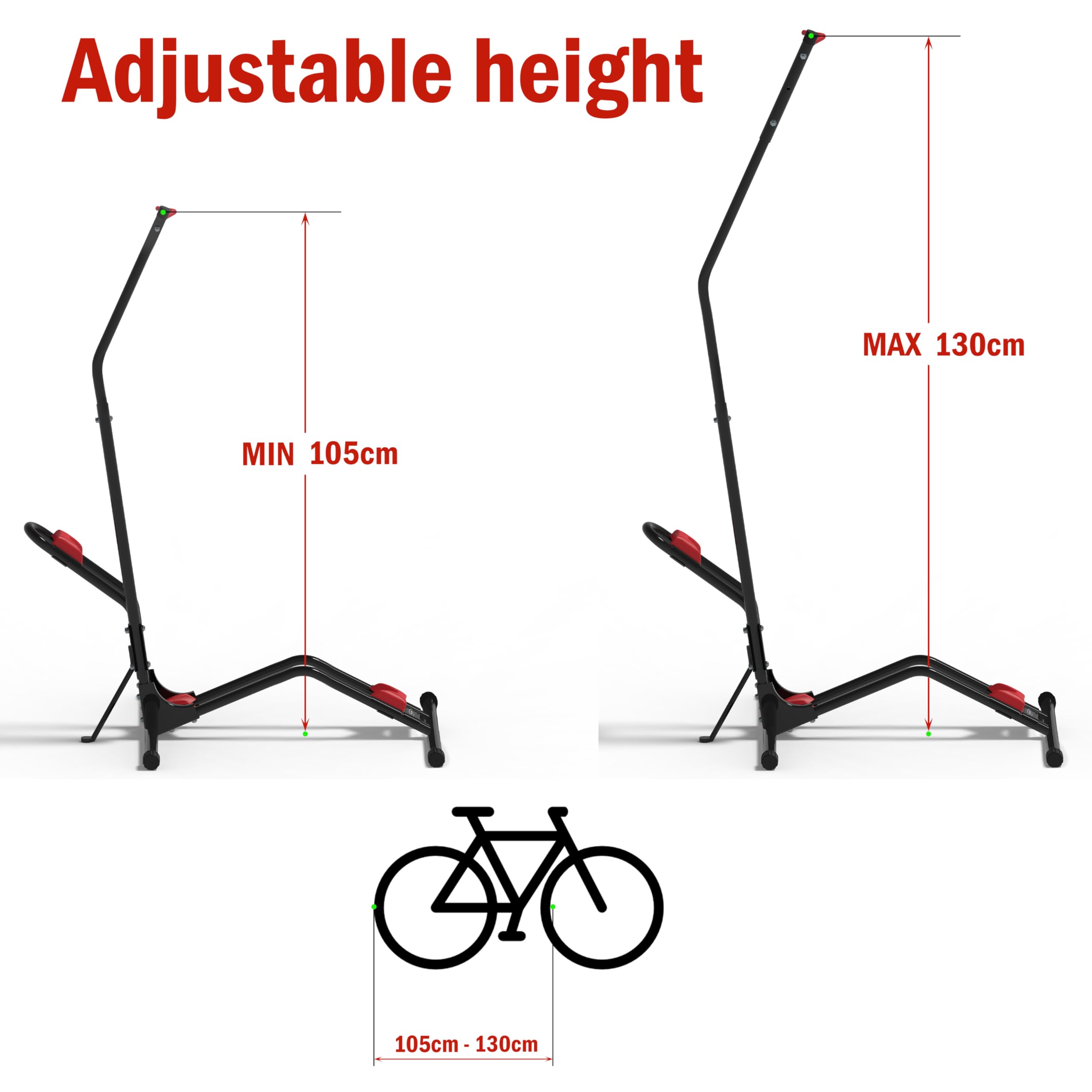 Soporte Bicicletas suelo Aparcamiento vertical. Almacenamiento vertical u horizontal, fácil instalación, para bicicletas de montaña y carretera (3 puntos de apoyo) (4 puntos)