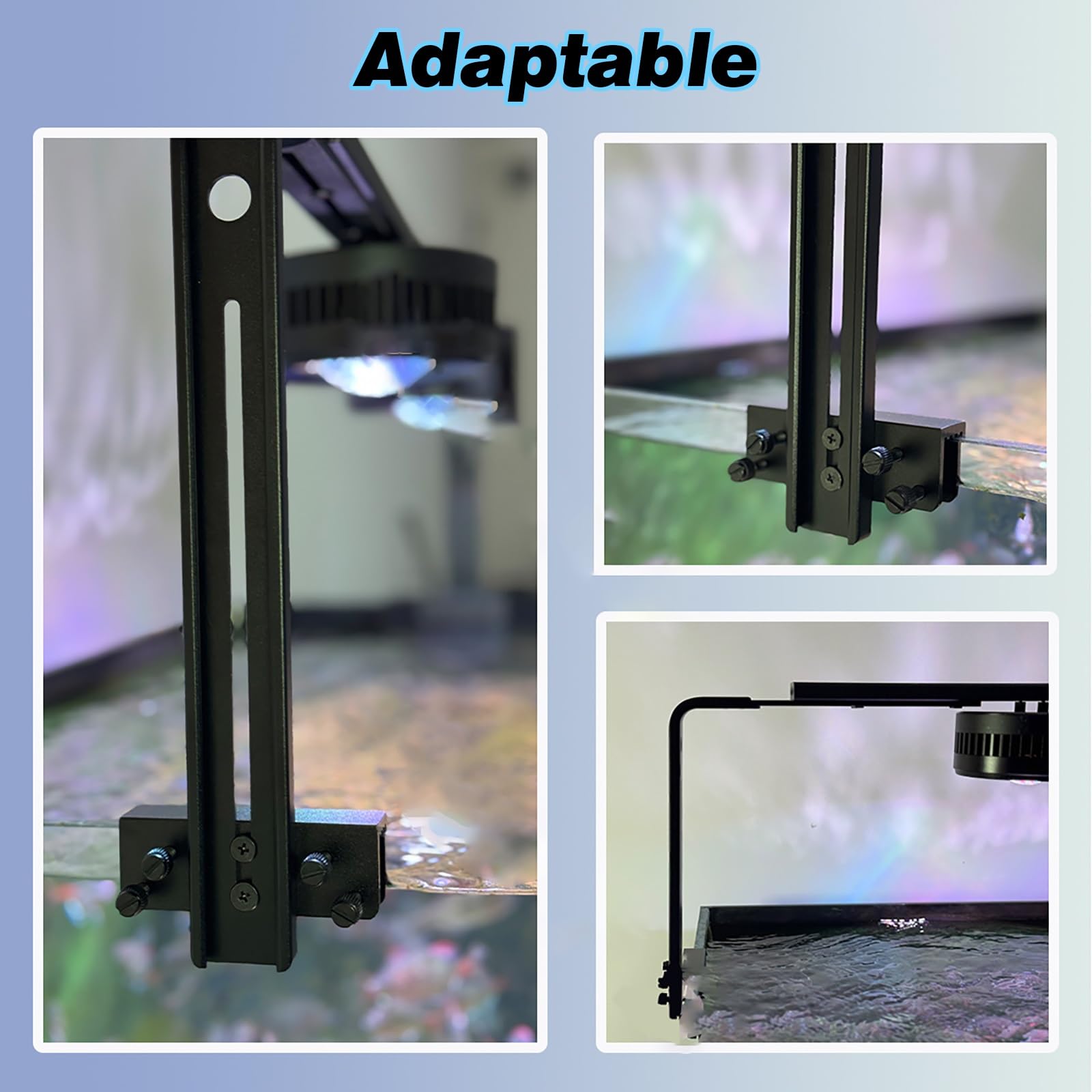 Supporto per Lampada A Sospensione per Acquario con Morsetto in Alluminio per Acquario Senza Bordo, Supporto per Lampada A Sospensione Regolabile(L 3.6-4.3 ft,H 20in)
