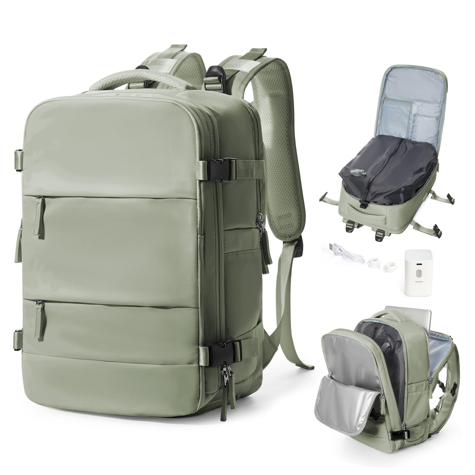 Cabin Bags for Travel, Underseat Carry on Hand Luggage Backpack for Women Airplane Approved Travel Backpack Personal Item Travel Bag 14 inch Laptop Backpack for Business Casual Work Beige — view 46