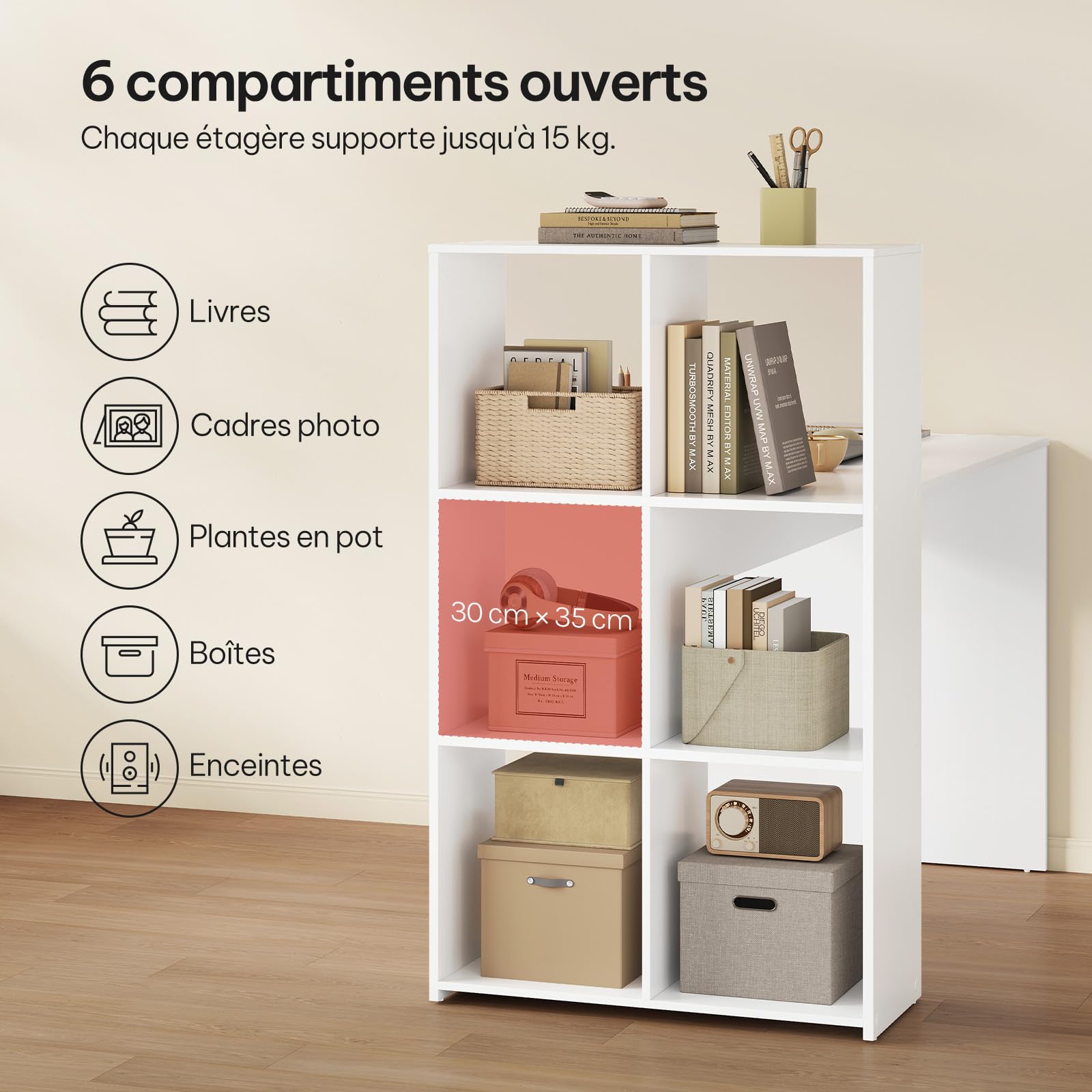 eSituro Bureau Blanc avec Etagere et Rangement, 120x63x111 cm
