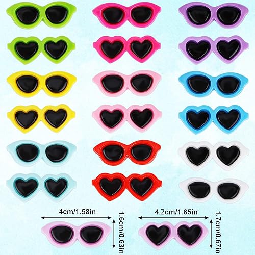 Miniatura 2 de LUTER 100 mini lentes de sol para manualidades, mini lentes de sol de resina coloridos, dijes de tamaño pequeño, con parte trasera plana, para