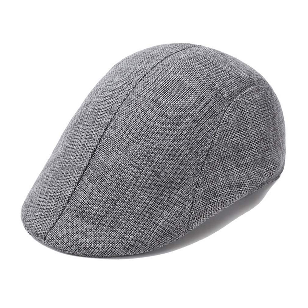 Junhouse Men Women Cotton Linen Flat Cap Ivy Gatsby Newsboy Cap Driving Hunting Hat Beret