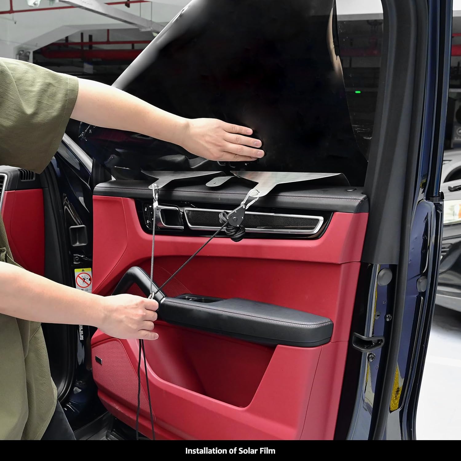 FOSHIO 4PCS Window Tint Loaders with 2 Hands-Free Ratcheting Cables, Different Sizes Stainless Steel Speed Loader Squeegee with PTFE Tape Coating Edge Window Tint Tool for Window Film Installation