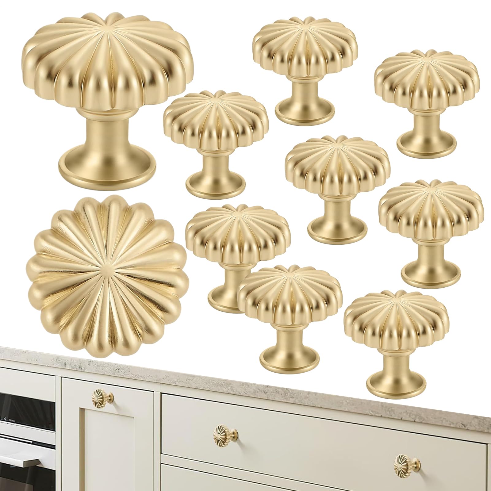 Poignées de meuble potiron en zinc antique (lot de 10) au charme rétro raffiné