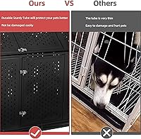 Vista 3 de Jaula indestructible para perros de 44 pulgadas, resistente y de alta ansiedad, a prueba de golpes, jaula de techo puntiaguda de metal para perros