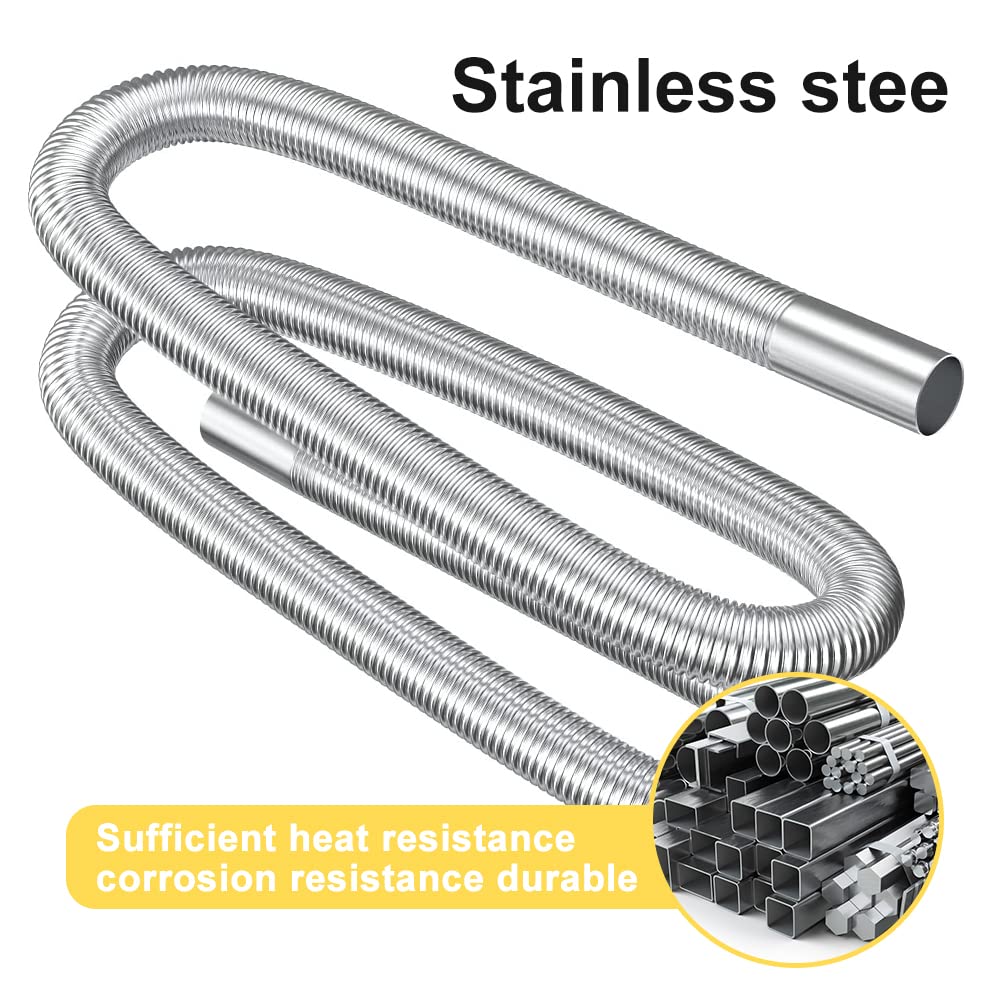 Flexible Et Silencieux D'échappement En Acier Inoxydable 304 - 200 Cm De Long, Diamètre 2,5 Cm - Pour Chauffage Auxiliaire Voiture, Générateur