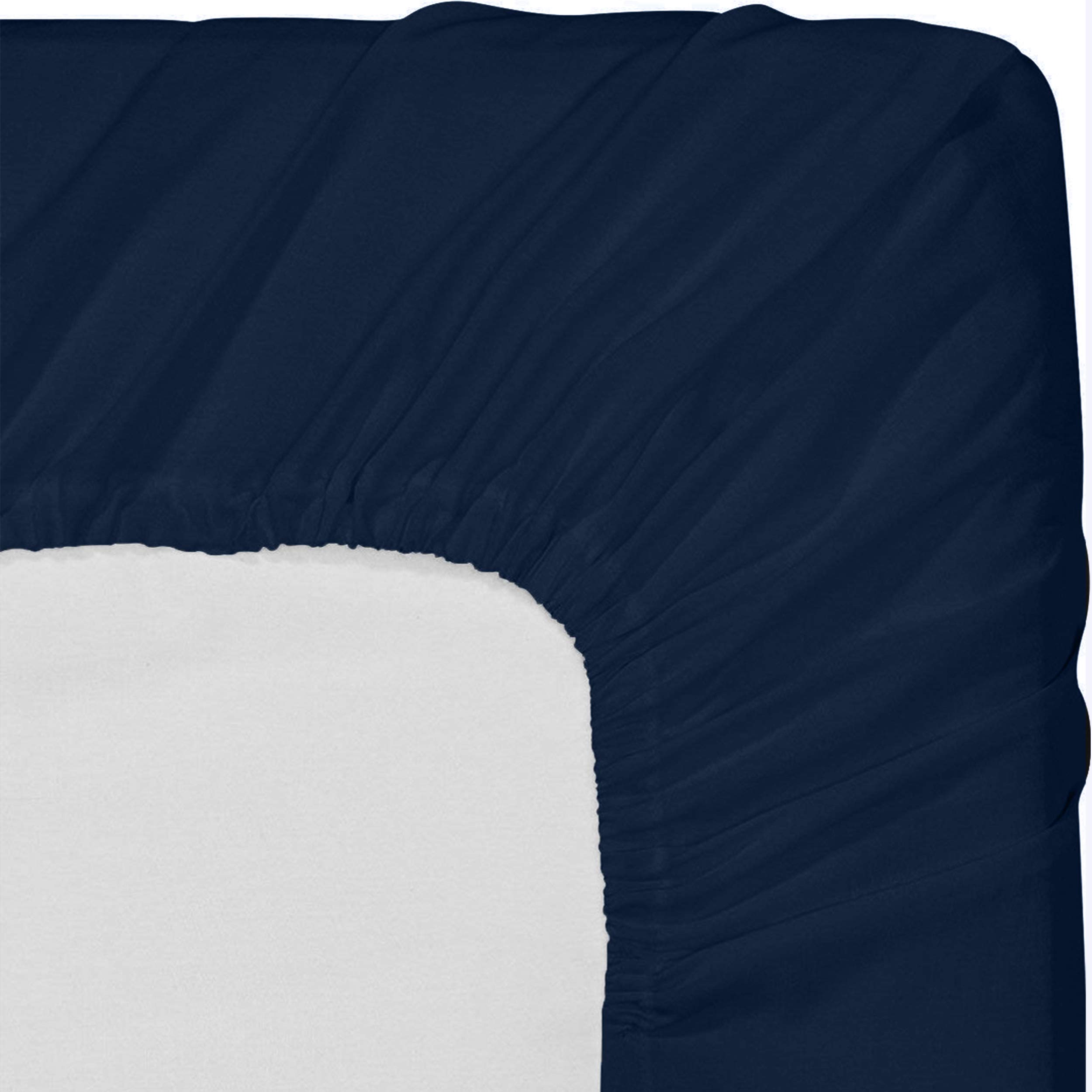 Utopia Bedding Prześcieradło z gumką Queensize, 6 sztuk, miękko szczotkowana mikrofibra, głębokie kieszenie, kurczące się i odporne na światło, łatwe w utrzymaniu (granatowe)