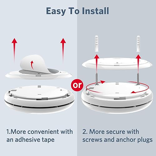 Miniatura 6 de Detector de humo de monóxido de carbono, batería de 10 años, alarma delgada de humo y CO con botón grande de pruebasilencio, adhesivo y tornillos