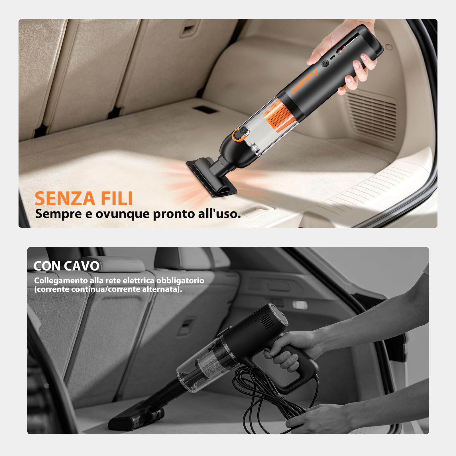 Aspirapolvere per Auto Potente 30.000 Pa, Aspirapolvere a Mano con Batteria 4-in-1 – Senza Fili come Mini Aspirapolvere/Soffiatore/Pompa d'Aria/Pompa a Vuoto, 7800 mAh, Ricarica Rapida