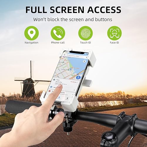 Miniatura 7 de ROCKBROS Soporte de teléfono para bicicleta, soporte universal para teléfono para bicicleta, motocicleta, 4.5-7.2 pulgadas (blanco)