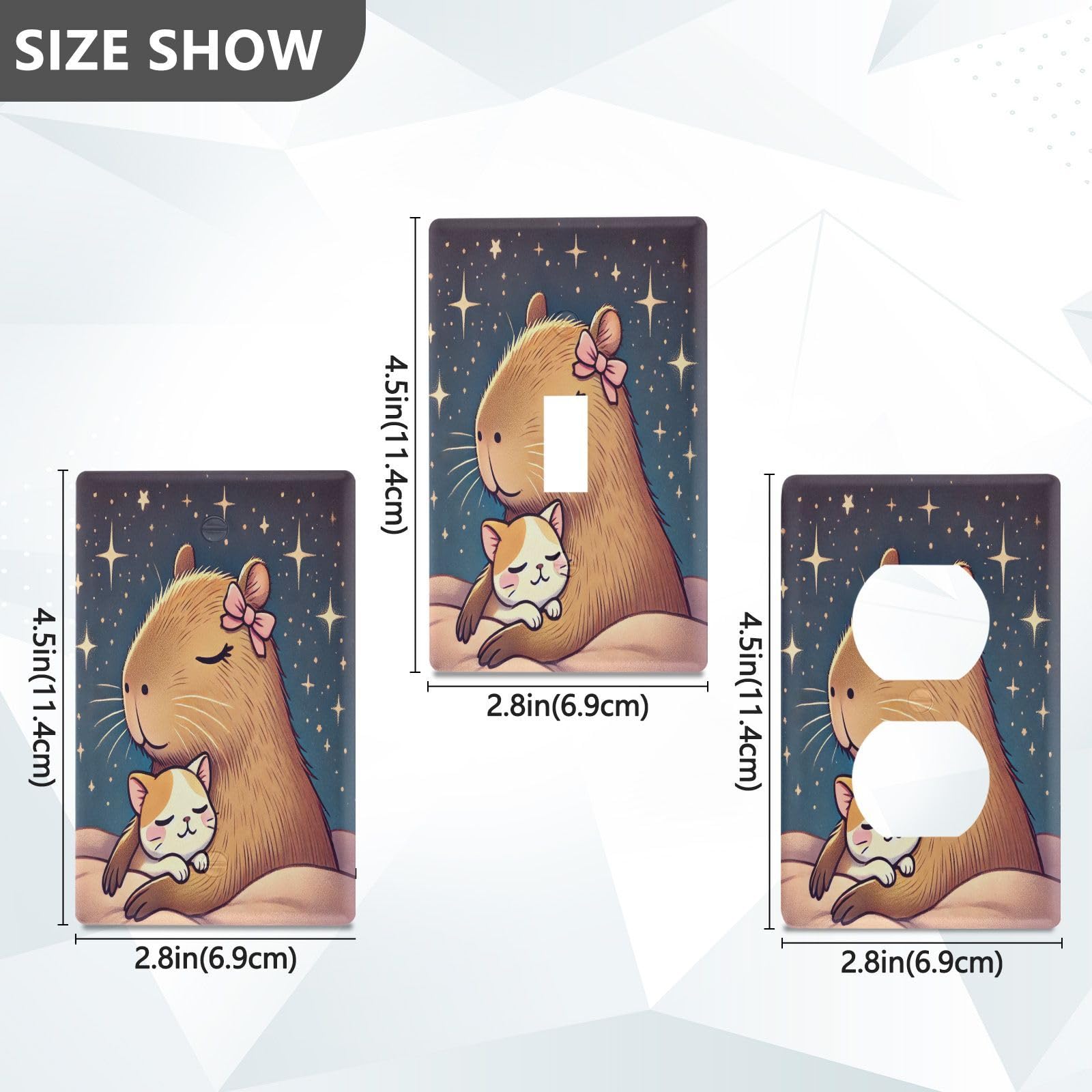 Capybara Night Light Switch Cover Decorative Receptacle Outlet Wall Plate Guard Plastic Wall Outlet Cover for Farmhouse Home Decor Livingroom (Duplex Outlets Cover)