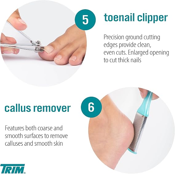 TRIM Professional 7-Piece Pedicure Kit Home Foot Care & Toenail Grooming