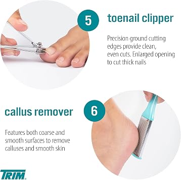TRIM Professional 7-Piece Pedicure Kit Home Foot Care & Toenail Grooming