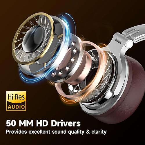 Miniatura 3 de OneOdio - Auriculares de diadema con cable para graves con controlador de 50 mm, auriculares plegables ligeros con Shareport y micrófono para