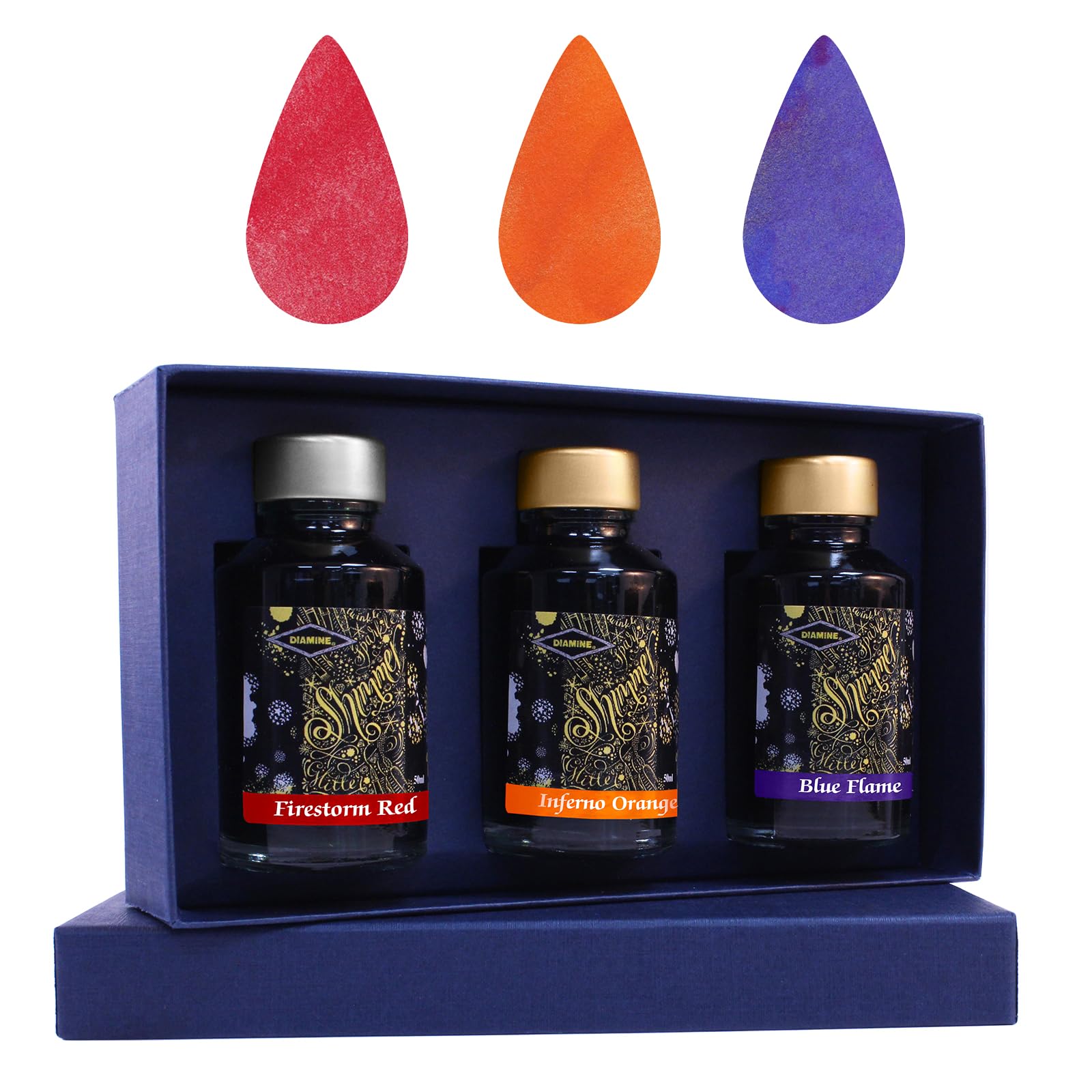 Diamine Ink Set/Collection Bottles 50ml with Sparkly Shimmer/Glitter Ink Gift for Colleagues, Family & Friends Stationery Lovers! (Hot Collection)