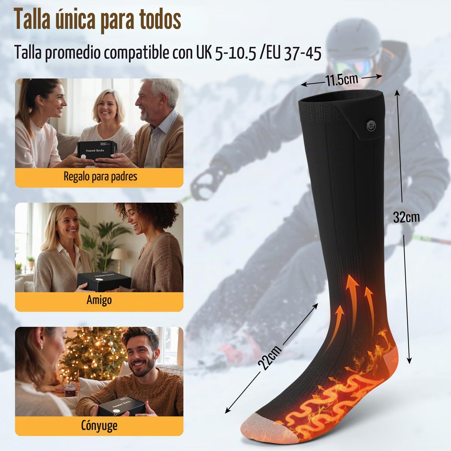 Heated Socks for Men Women, 6000mAh Rechargeable Electric Heated Socks with App & Battery Dual Control & 4 Heat Levels, Machine Washable Foot Warmers with Laundry Bag for Skiing Hiking Camping